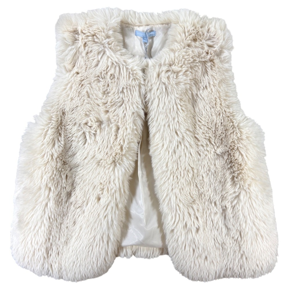 Faux Fur Statement Vest Women XL Cream Thick Plush Luxe Evening Formal Apres Ski